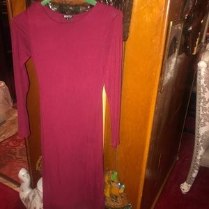 Long sleeve Midi dress burgundy